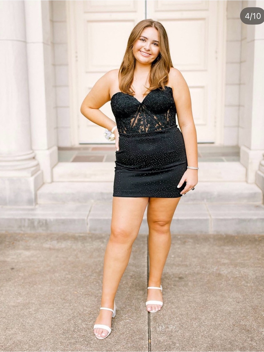 Sherri Hill Black Lace Corset Mini Dress